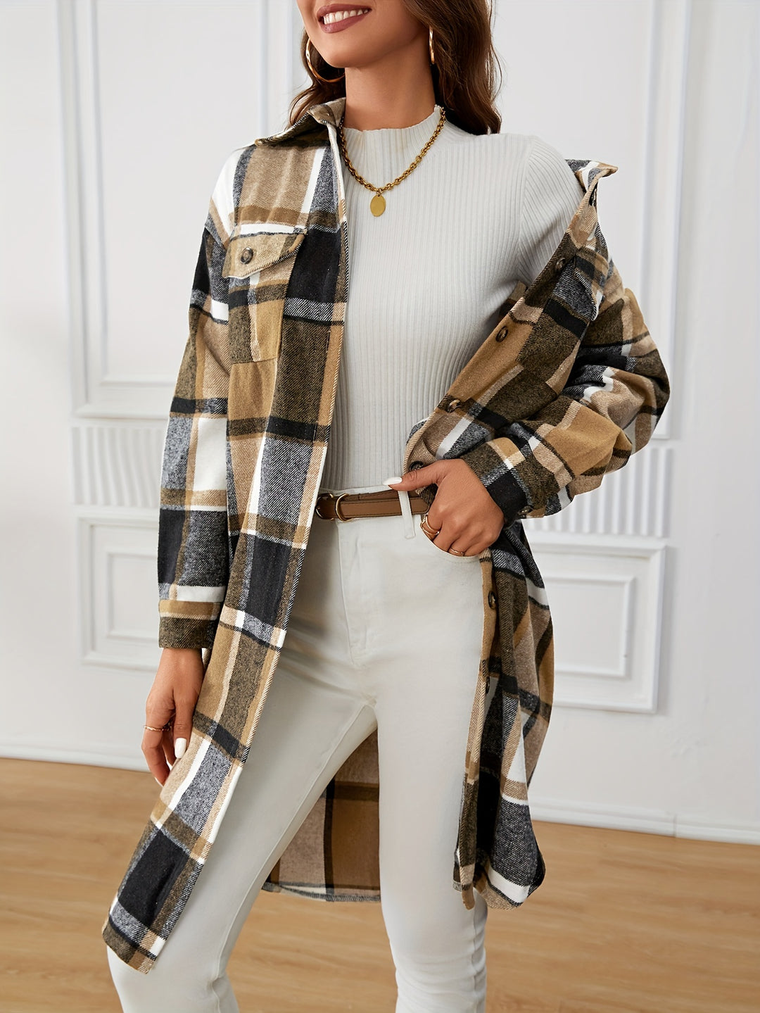 Elowen | Longline Checked Coat