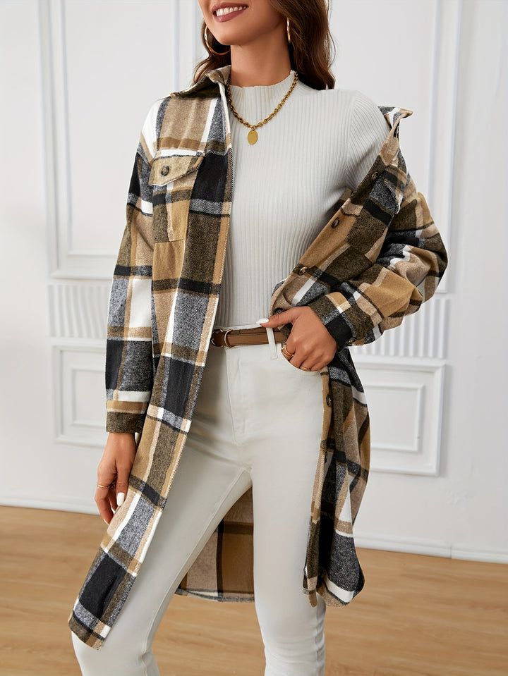 Elowen | Longline Checked Coat