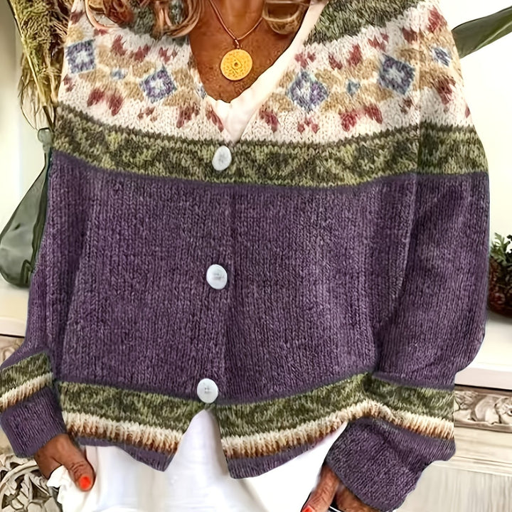 Fiona | Patterned Button-Front Cardigan