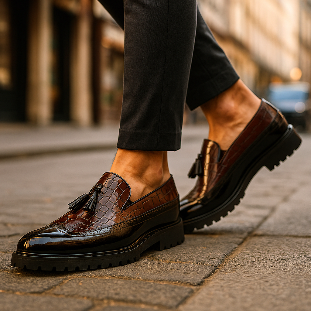 Dalton | Premium Croc-Embossed Tassels Loafers