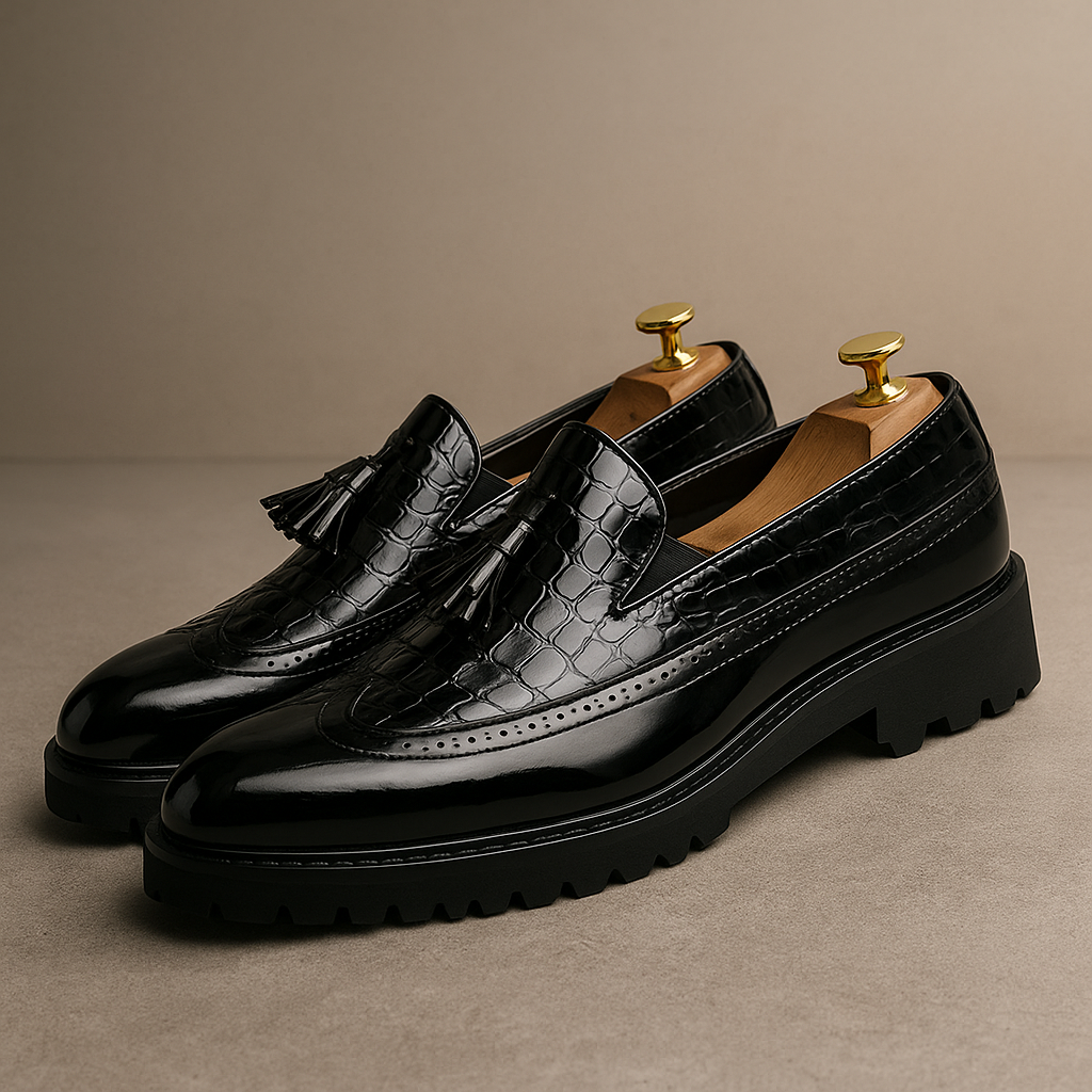 Dalton | Premium Croc-Embossed Tassels Loafers