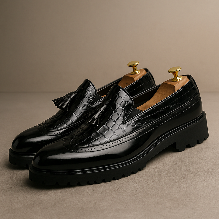 Dalton | Premium Croc-Embossed Tassels Loafers