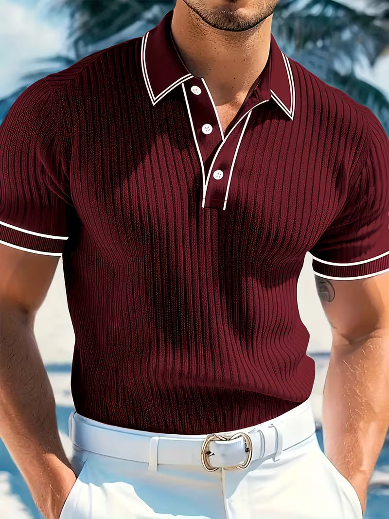 Leonard | Color-Blocked Short Sleeve Polo Shirt