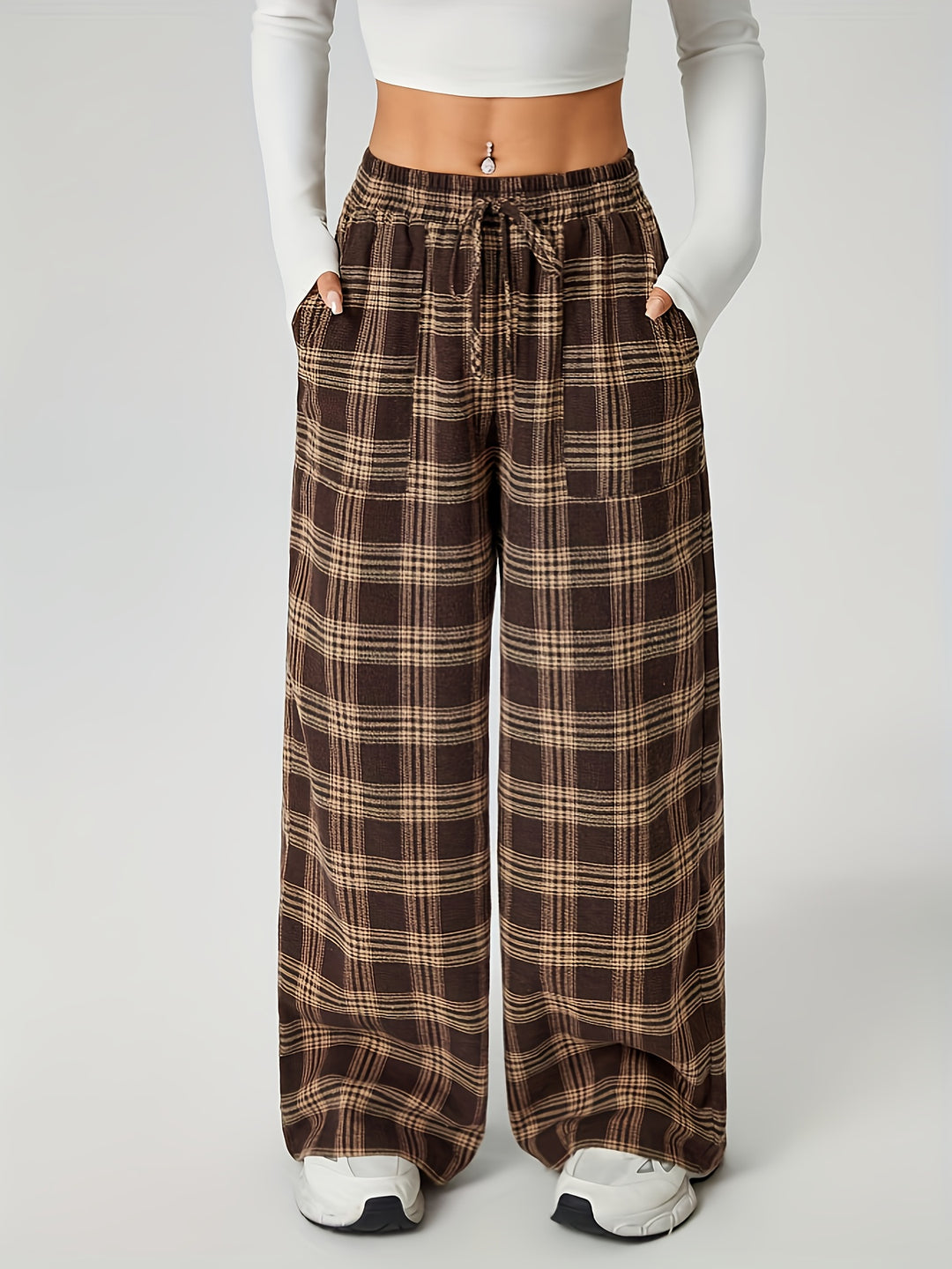 Bonnie | Checked Wide-Leg Trousers