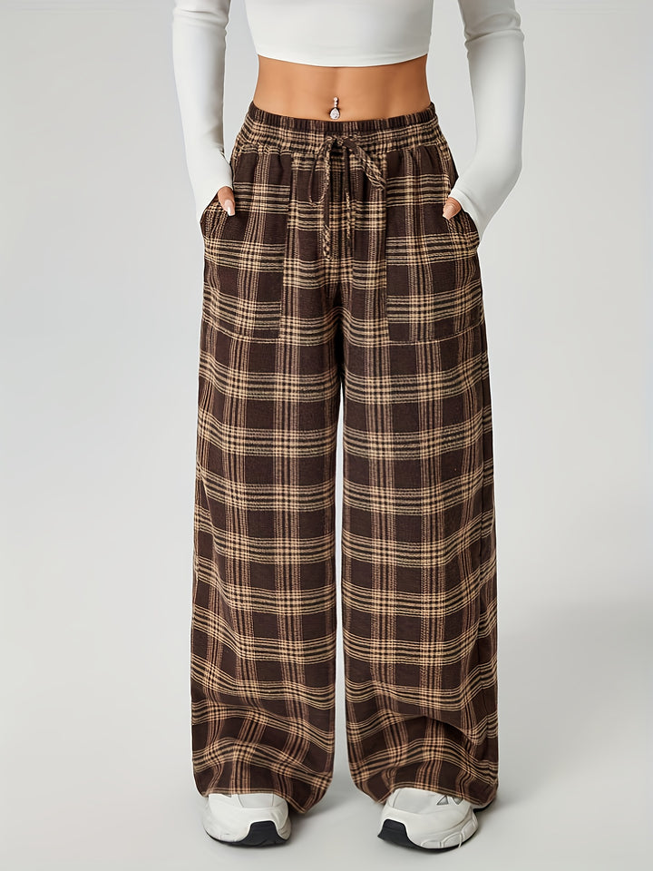 Bonnie | Checked Wide-Leg Trousers