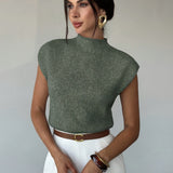 Tamsin | Mock Neck Cap-Sleeve Top