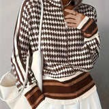 Lenora | Patterned Stand-Collar Zip Cardigan