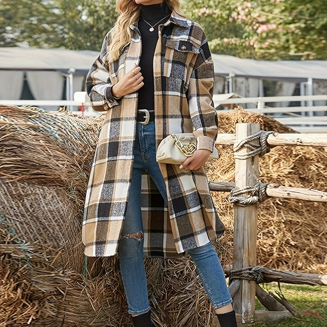 Elowen | Longline Checked Coat