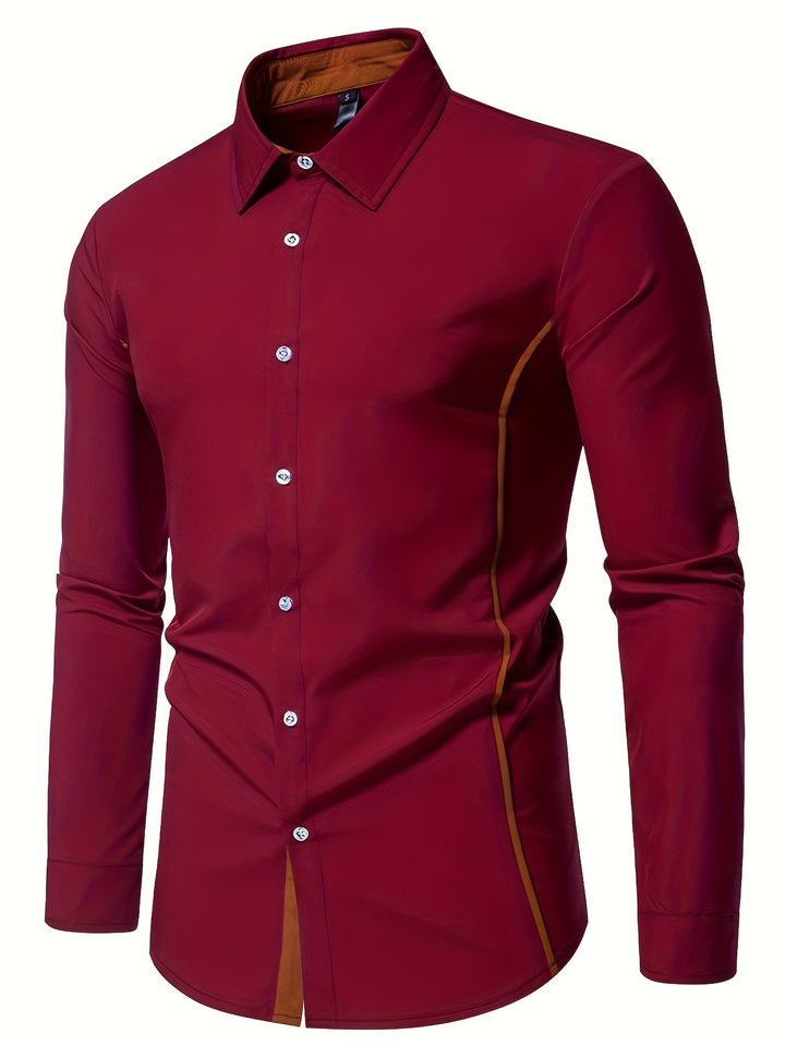 Dorian | Contrast-Trim Long Sleeve Shirt