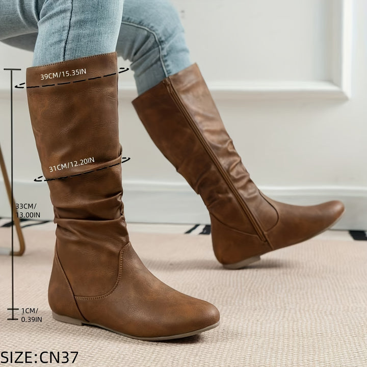 Lydia | Slouch Mid-Calf Flat Boots