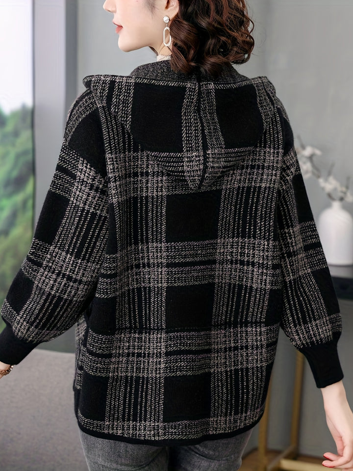 Delaney | Checked Hooded Zip-Up Jacket