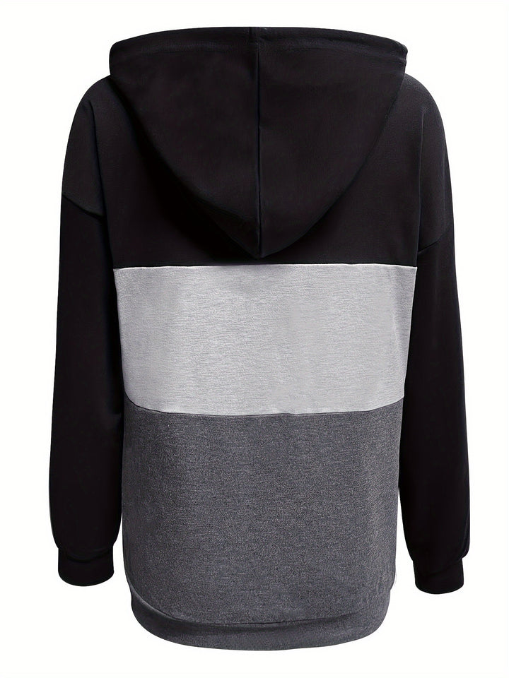 Tamsin | Colour Block Button Hoodie