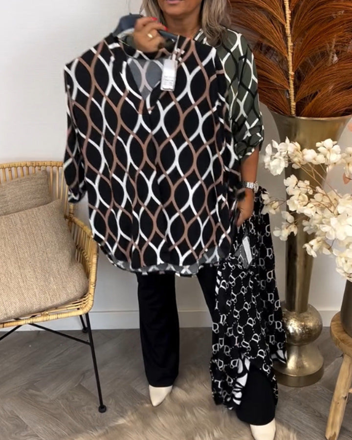 CHRISTABEL | CASUAL LONG-SLEEVE PATTERNED BLOUSE