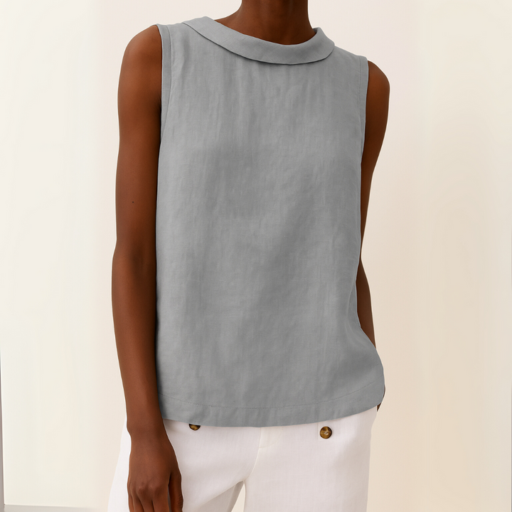 Honora | Casual Sleeveless Roll Collar Top