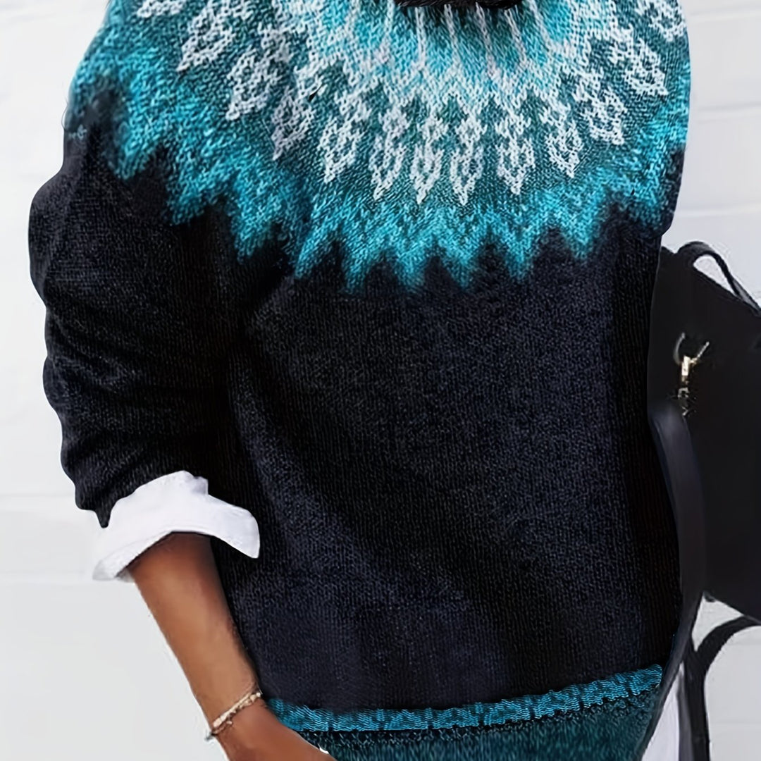 Sylvia | Chunky Jacquard Round Neck Sweater