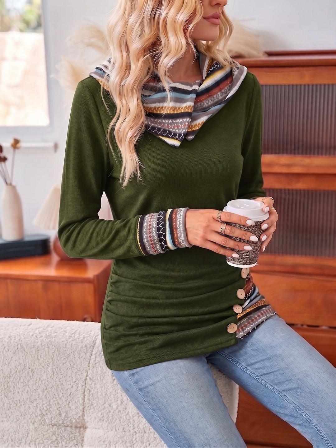 Opal | Cosy Patterned Long-Sleeve Top