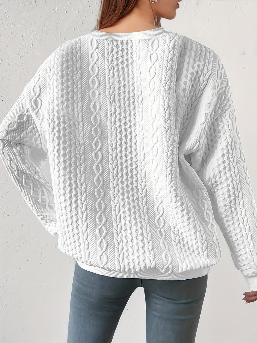 Maisie | Cable-Textured Crewneck Sweatshirt