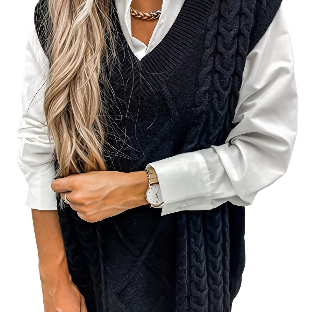 Colleen | Cable-Knit V-Neck Sweater Vest