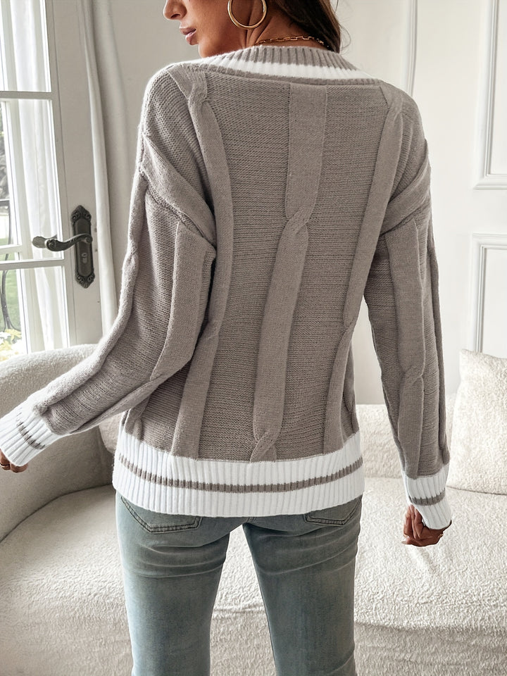 Hadley | Tipped V-Neck Sweater