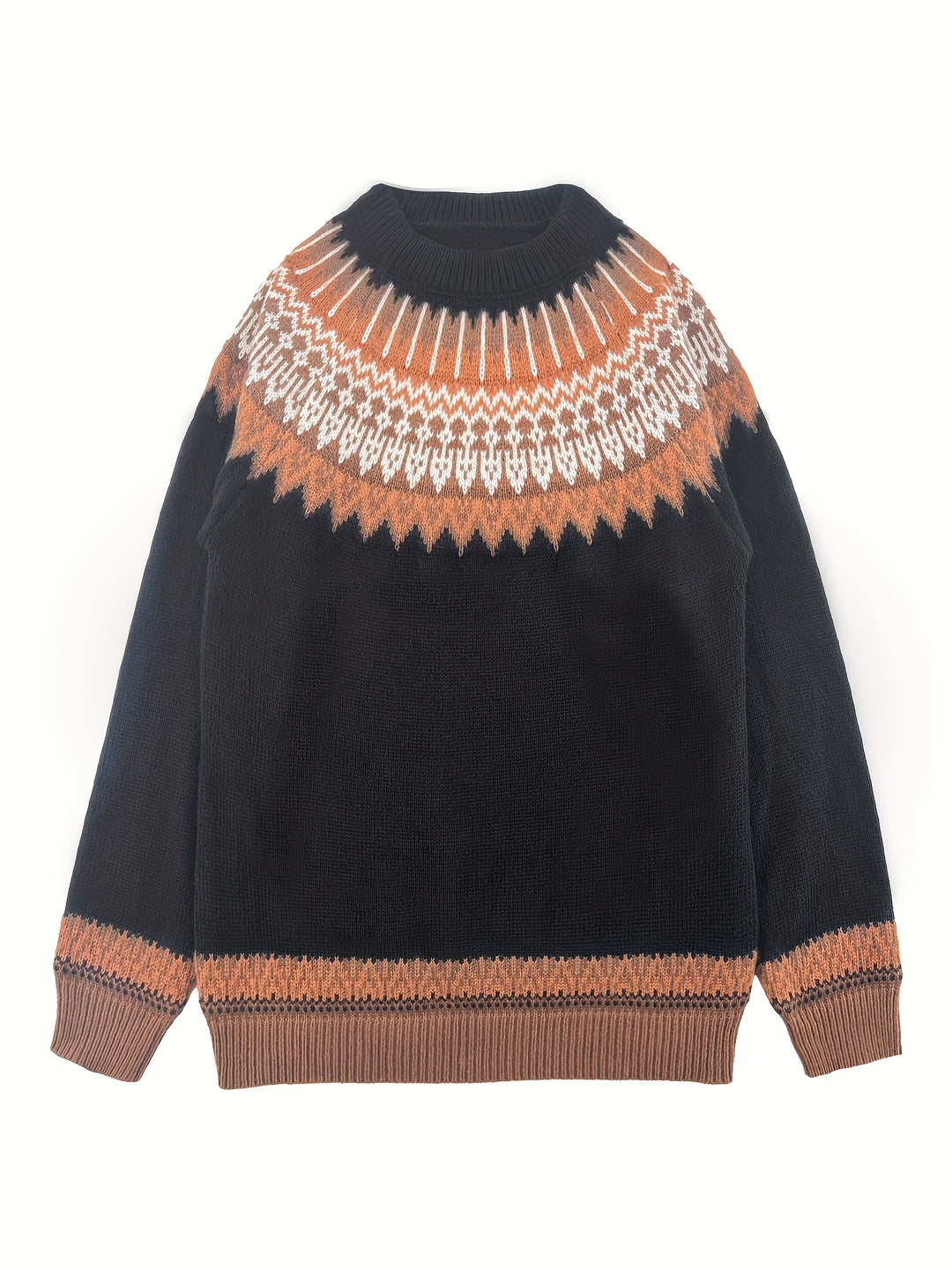Sylvia | Chunky Jacquard Round Neck Sweater