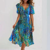 Gwyneth | Elegant Short Sleeve Printed Dress
