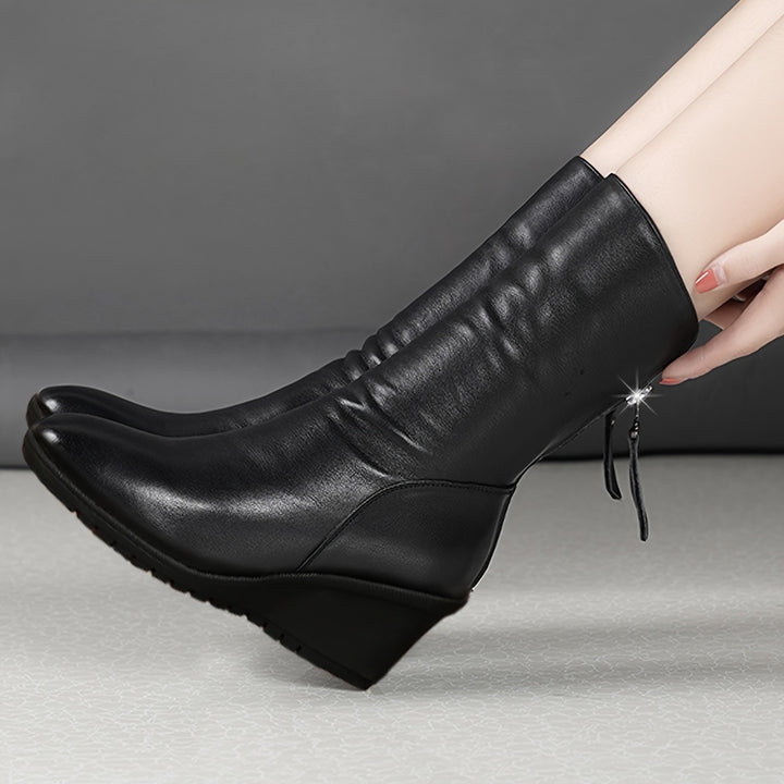 Ivy | Ruched Wedge Boots