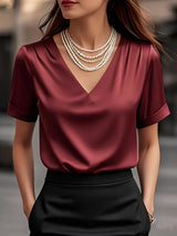 Katherine | Draped V-Neck Blouse