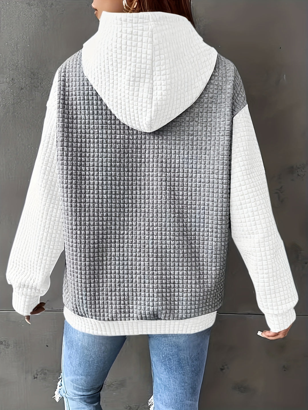 Dahlia | Textured Colour-Block Hoodie