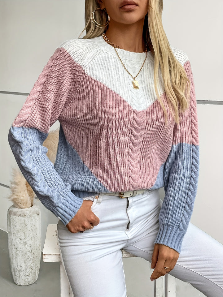 Linnea | Colour-Block Cable Sweater