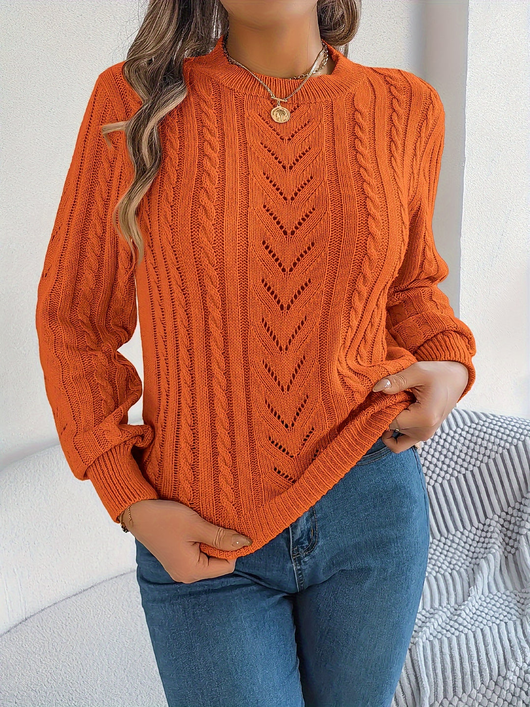 Heather | Textured Cable-Knit Jumper