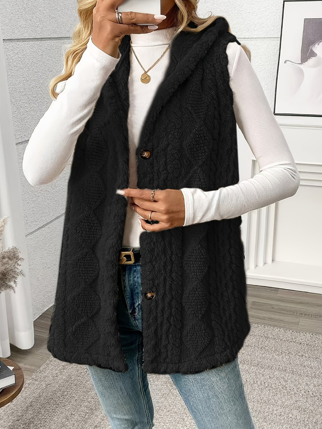 Coralie | Textured Hooded Gilet