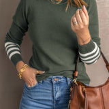 Cynthia | Ribbed Striped-Sleeve Sweater