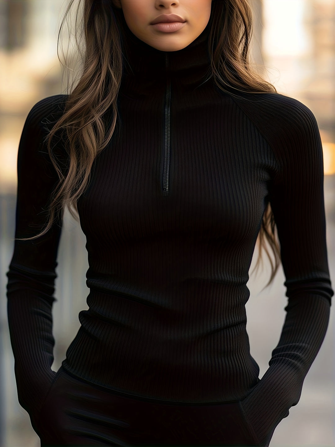Lucille | Half-Zip High-Neck Top