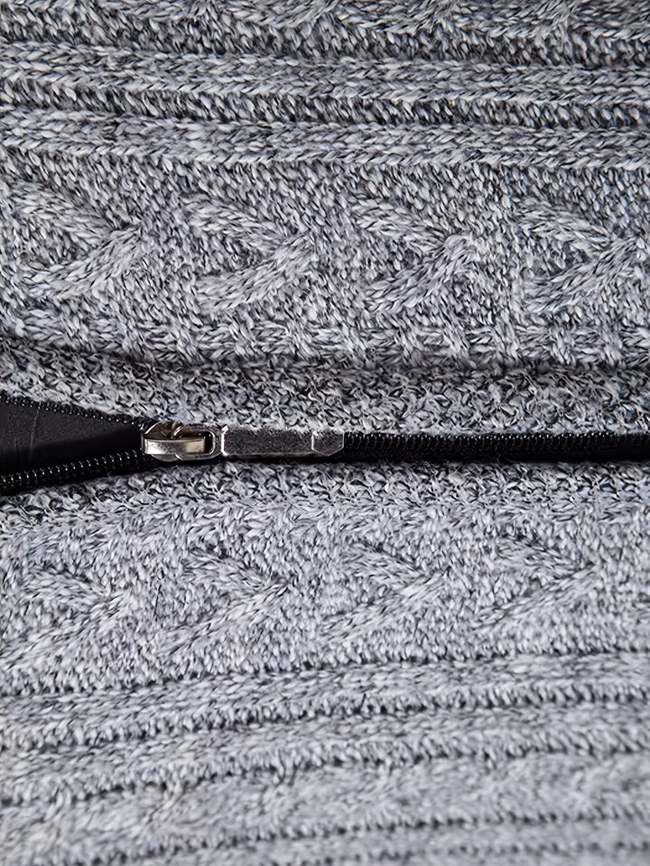 Edmund | Textured Stand-Collar Zip Cardigan