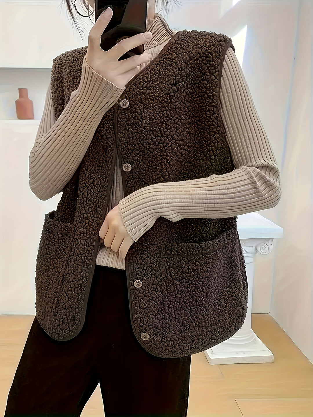 Estella | Textured Button-Front Gilet