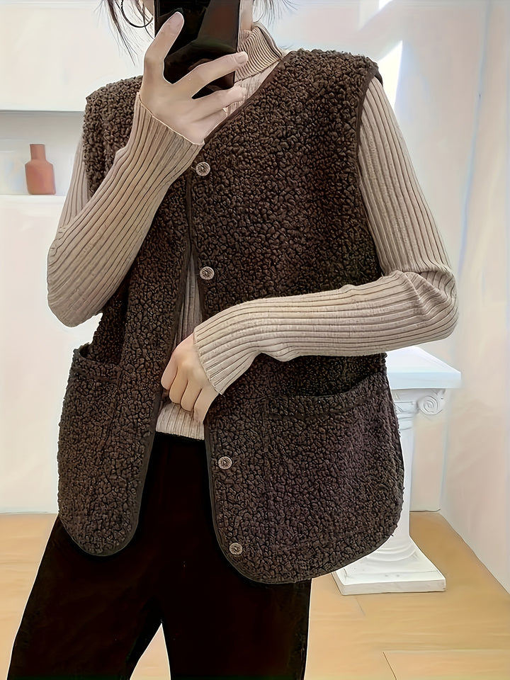 Estella | Textured Button-Front Gilet
