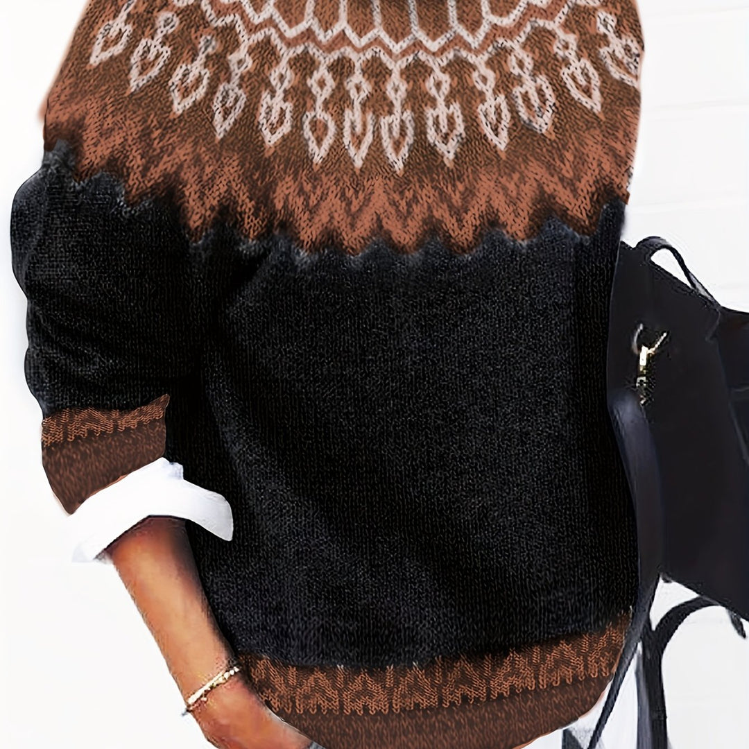 Sylvia | Chunky Jacquard Round Neck Sweater