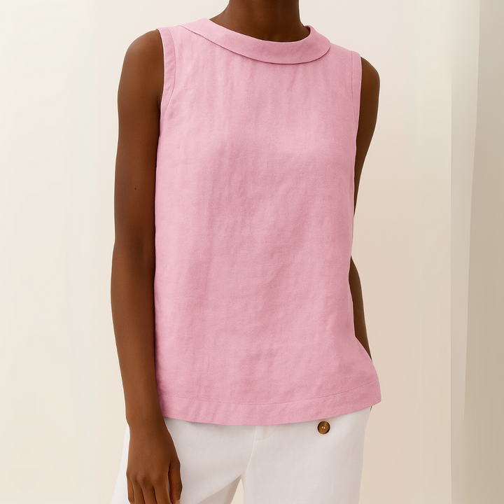 Honora | Casual Sleeveless Roll Collar Top