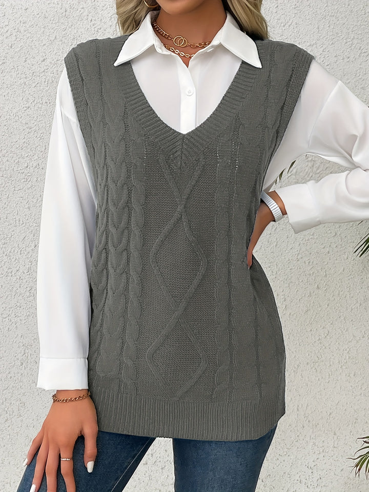 Colleen | Cable-Knit V-Neck Sweater Vest