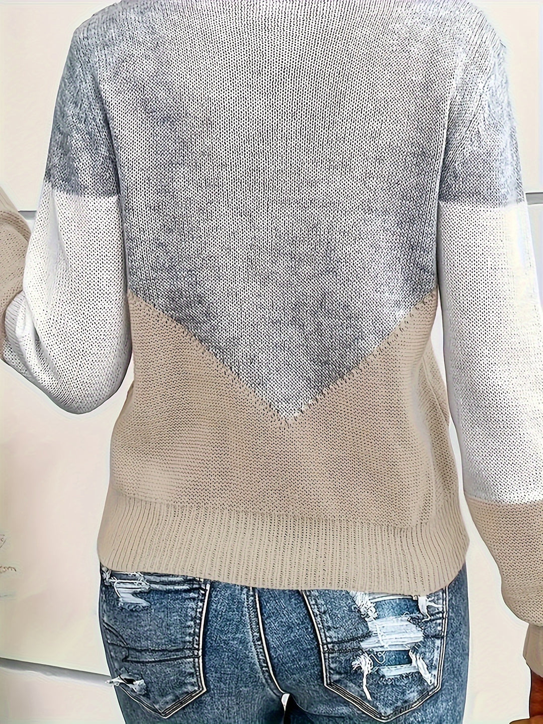 Lydia | Colour-Block V-Neck Sweater