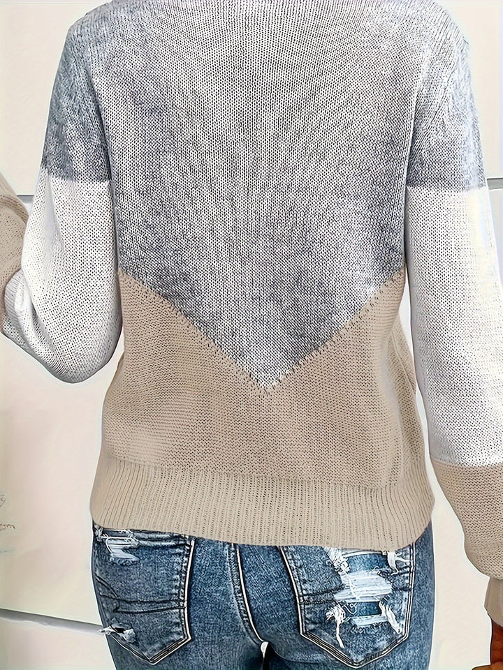 Lydia | Colour-Block V-Neck Sweater