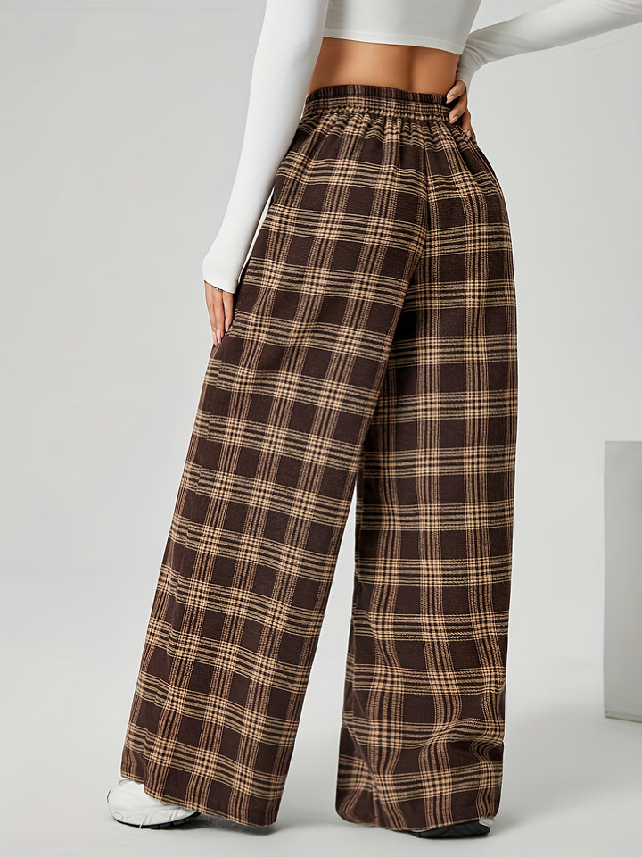 Bonnie | Checked Wide-Leg Trousers