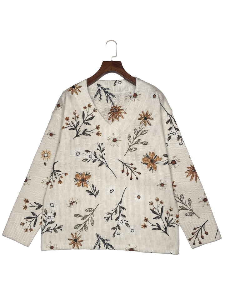 Saskia | Floral V-Neck Jumper