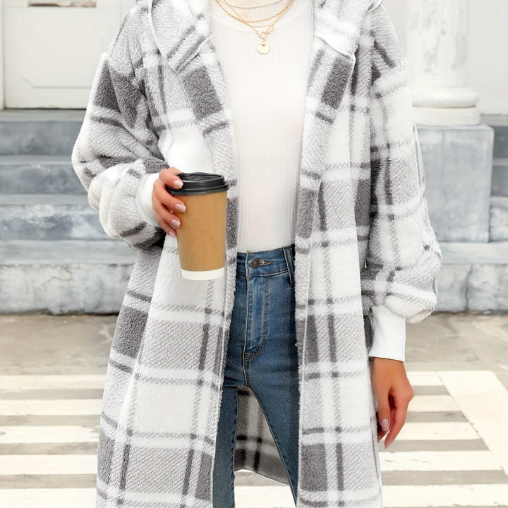 Marisol | Hooded Checked Longline Cardigan
