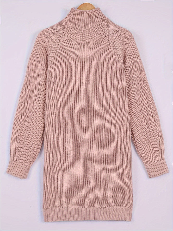 Verity | Cosy Half-Turtleneck Ribbed Dress