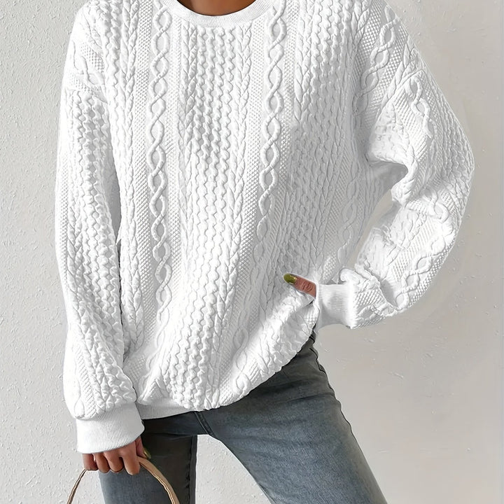 Maisie | Cable-Textured Crewneck Sweatshirt