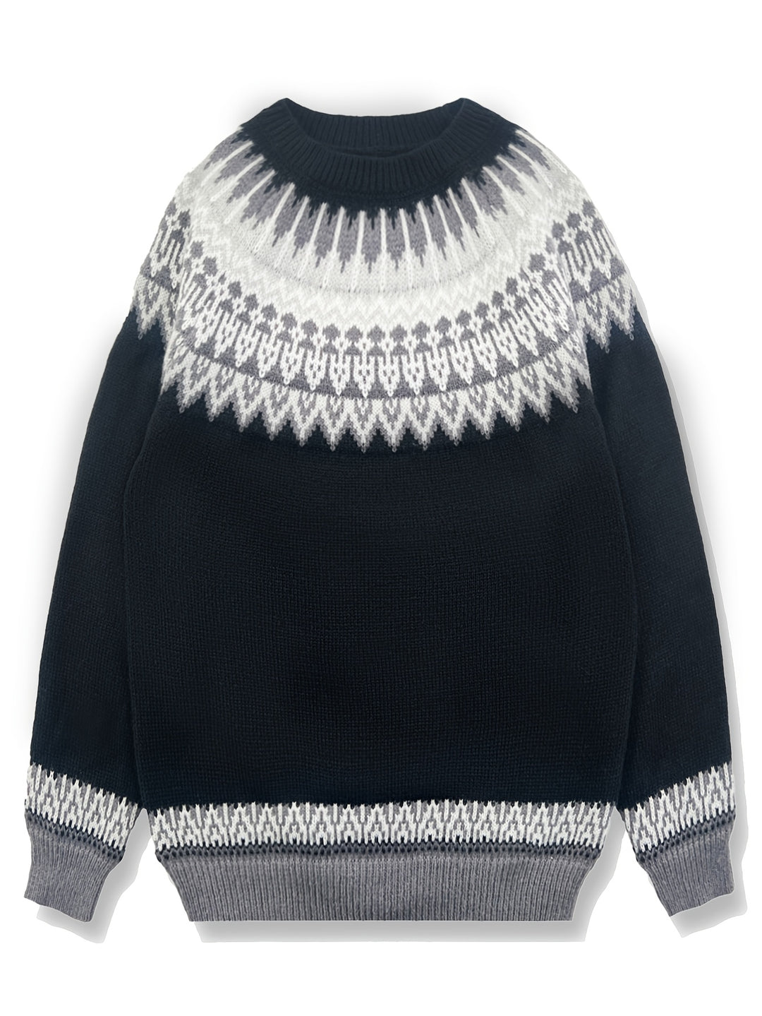 Sylvia | Chunky Jacquard Round Neck Sweater