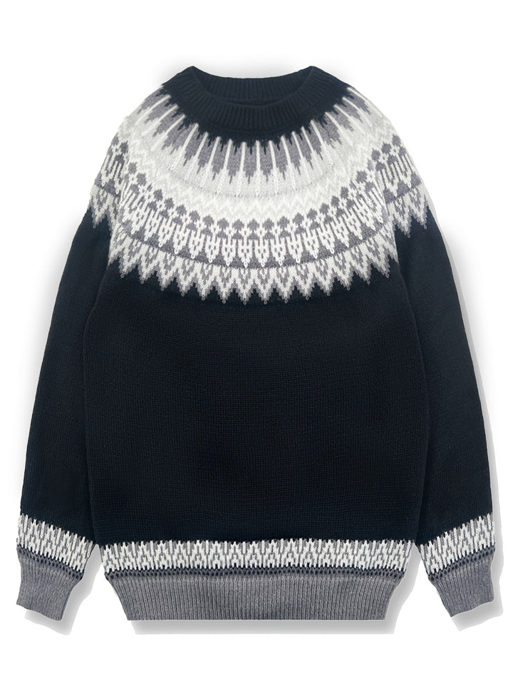 Sylvia | Chunky Jacquard Round Neck Sweater