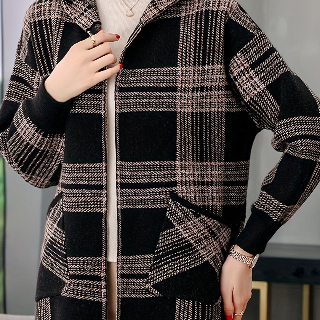 Delaney | Checked Hooded Zip-Up Jacket