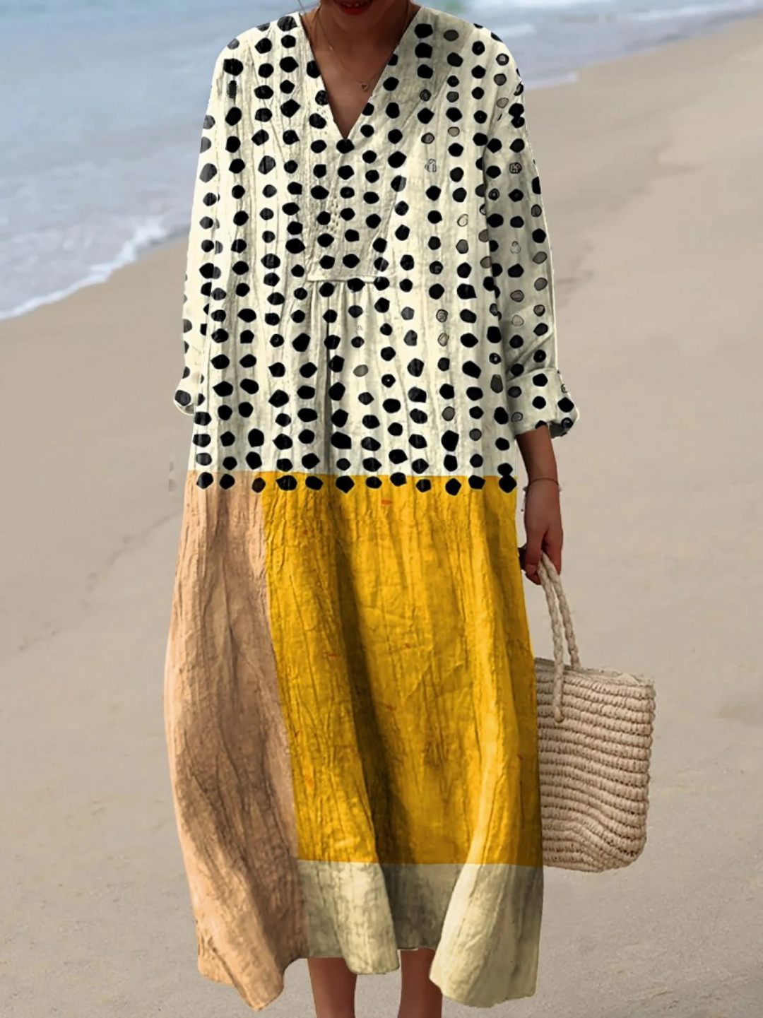 Valentina | Stylish Color-Blocked Flowy Dress